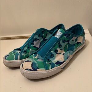 Coach Bev Poppy Blue Op Art Slip On Sneakers